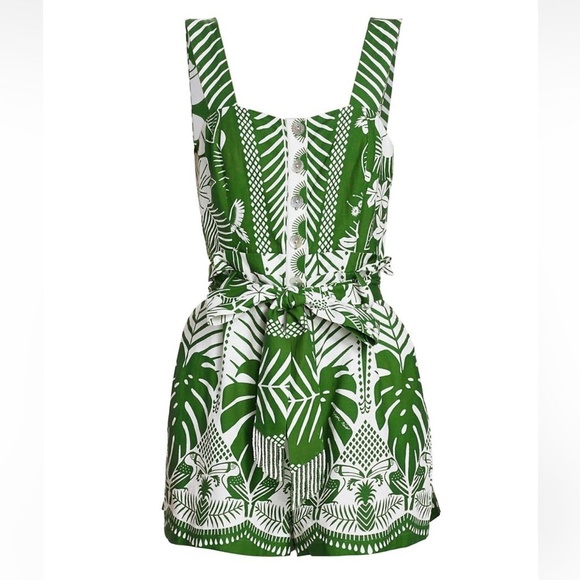 FARM Rio Pants - FARM Rio Macaw Elegance Mixed Palm Romper